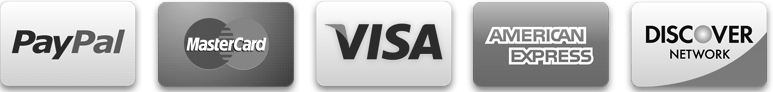 PayPal, Visa, Mastercard, Amex, Discover